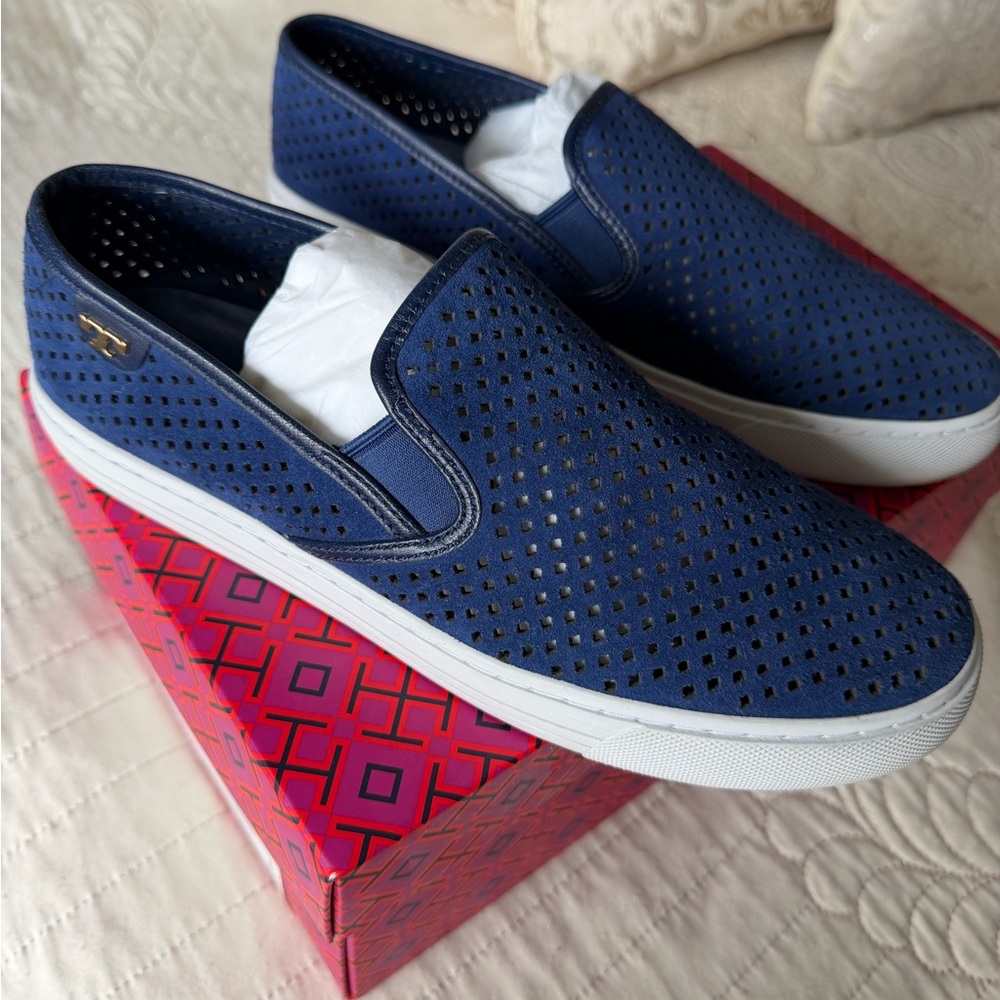 Tory Burch - Navy Blue Slip-On Sneakers - NWOT - Picture 2 of 11